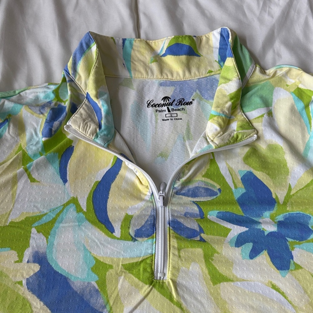 Lime & Blue Floral Quarter-Zip Top